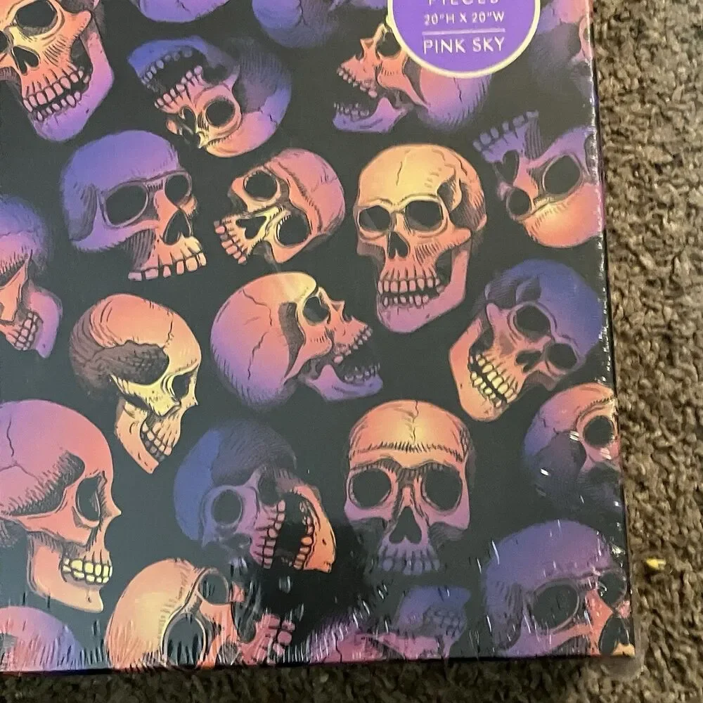 Skull Party Jigsaw Puzzle 500-Pieces Pink Sky New In Box Sealed Halloween Fun